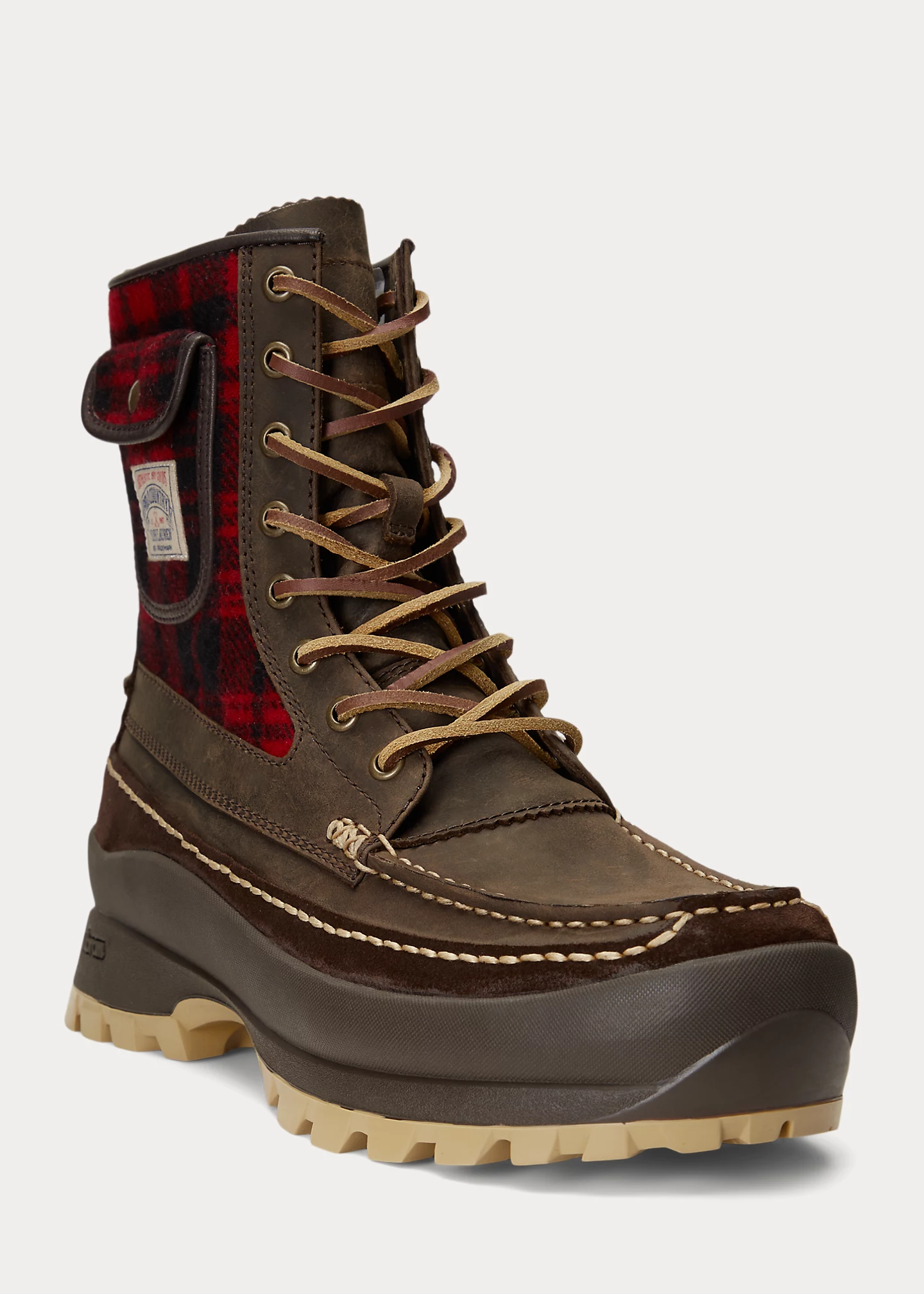 distinctive fashion Armin Leather & Plaid Wool-Blend Boot-,$34.50