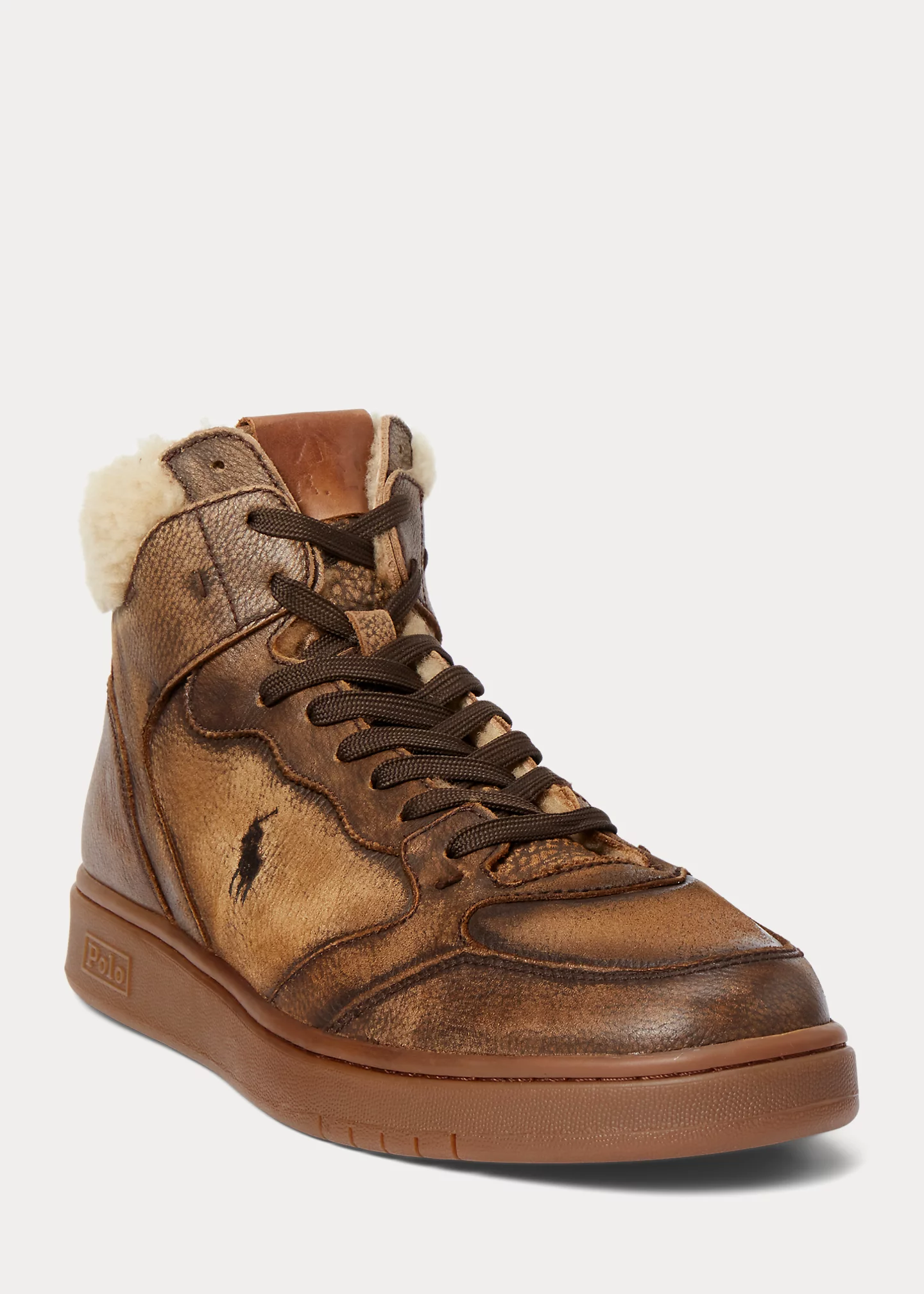 distinctive fashion Court Leather-Shearling High-Top Sneaker-,$18.60